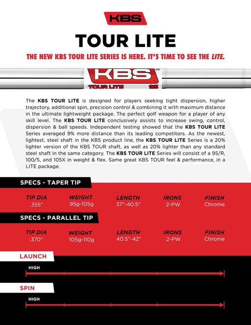 KBS Tour Lite Chrome Shafts (.355) - Golf Shaft - view 2