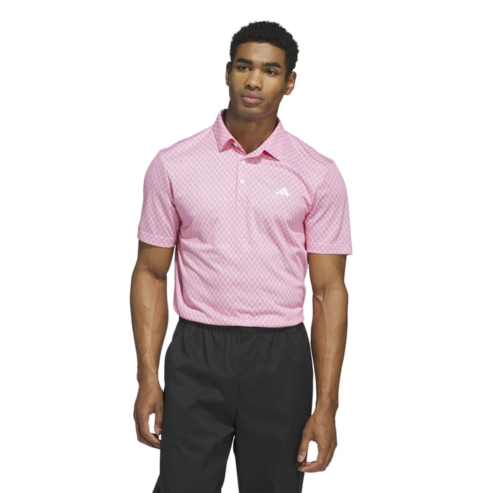 adidas Core Allover Print Polo Shirt - Pure Ruby/White Polos