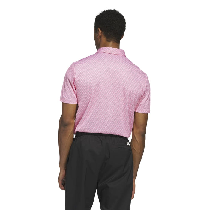 adidas Core Allover Print Polo Shirt - Pure Ruby/White Polos