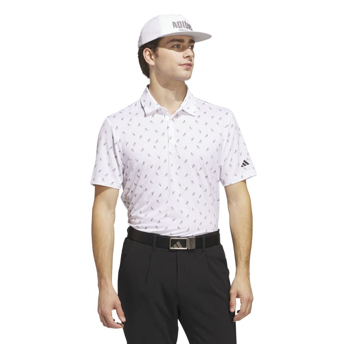 adidas Mens Ultimate365 Printed Mesh Polo Shirt - White/Black Polos