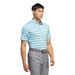 adidas Two-Color Striped Golf Polo Shirt - Semi Blue Burst/Ivory