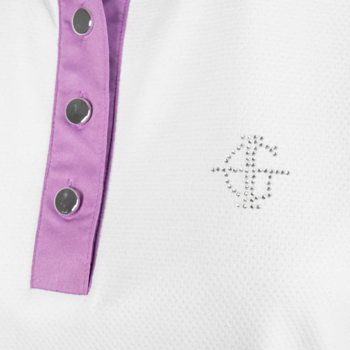 Island Green Ladies Polo Shirt With Panels - White/Purple