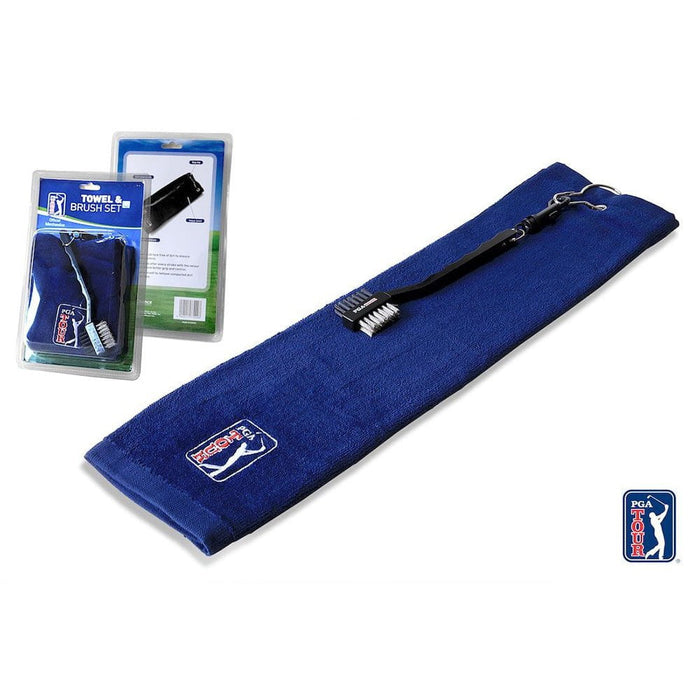 PGA Tour Golf Towel And Club Brush Set Accessories