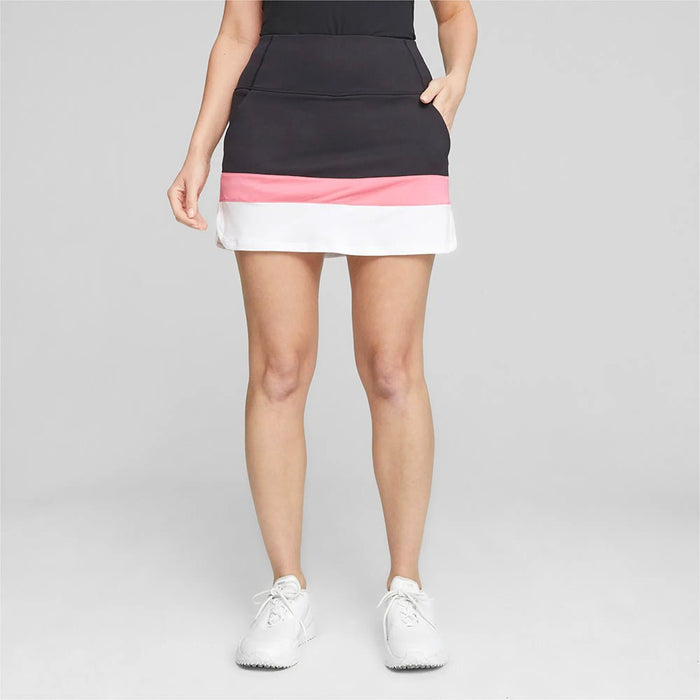 Puma PWRMESH Colorblock Golf Skirt - Puma Black/Strawberry Burst Clothing